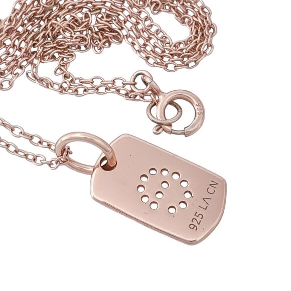 Vintage Footnotes Sterling Silver Rose Goldtone Cubic Zirconia "e" Necklace 18" - Picture 2 of 5